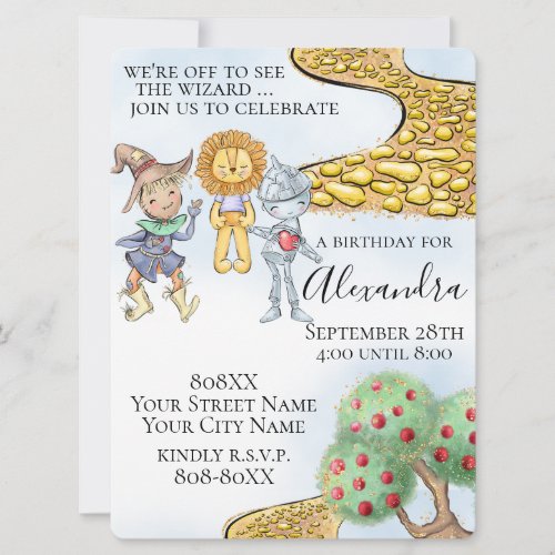 Wizard of Oz Theme Cute Illustrated Story Invitation