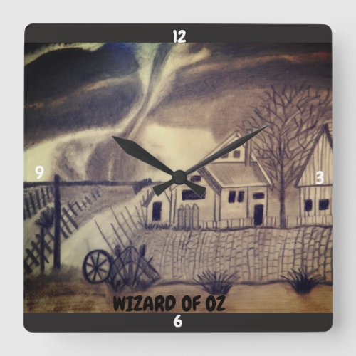 WIZARD OF OZ TWISTER SQUARE WALL CLOCK