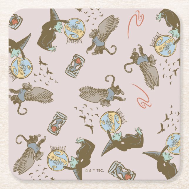 Wizard of Oz™ Wicked Witch™ Crystal Ball Pattern Square Paper Coaster (Front)