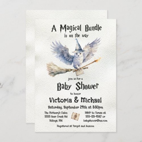 Wizard Owl Baby Shower Invitation