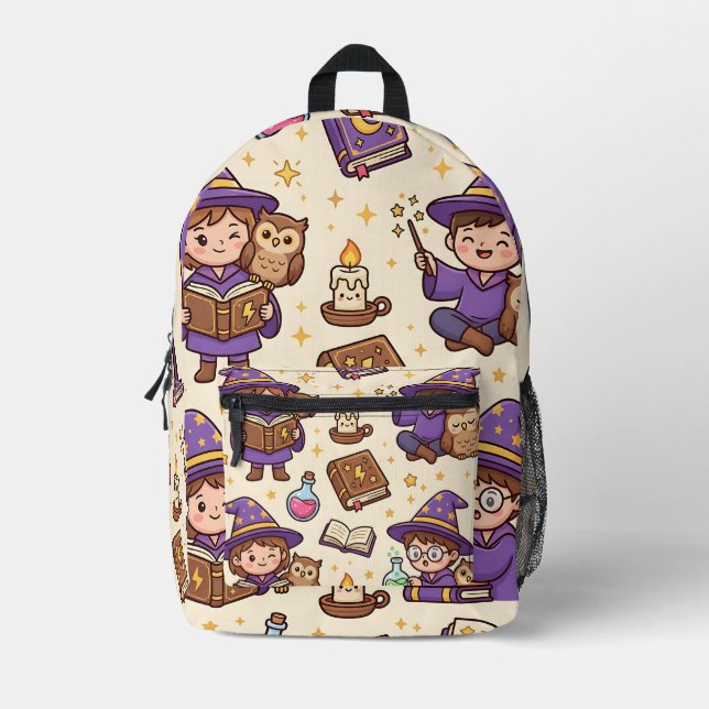 Wizard Owl Backpack – Cute Fantasy Pattern (Front)