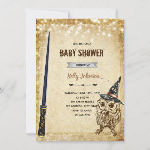 Wizard owl shower birthday invitation