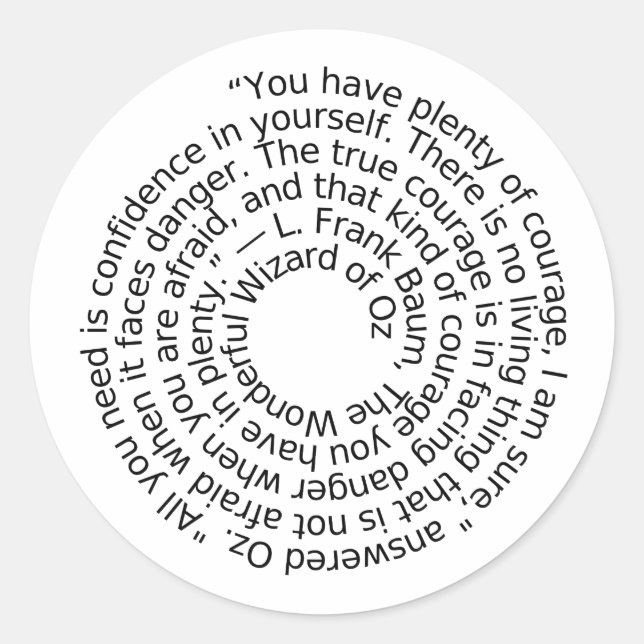 Wizard Oz courage quote stickers (Front)