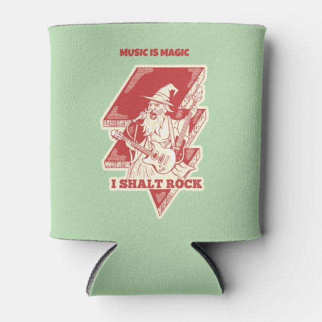 Wizard playing guitar can cooler (Front)