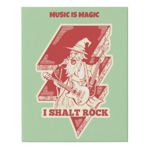 Wizard playing guitar faux canvas print