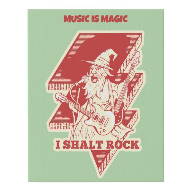 Wizard playing guitar faux canvas print (Front)