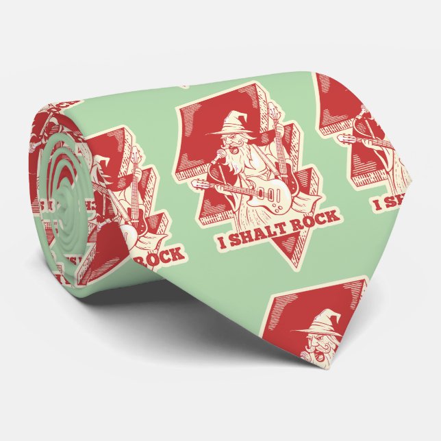 Wizard playing guitar neck tie (Rolled)