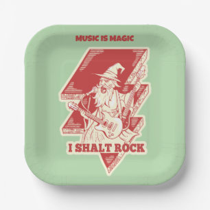 Wizard playing guitar paper plates