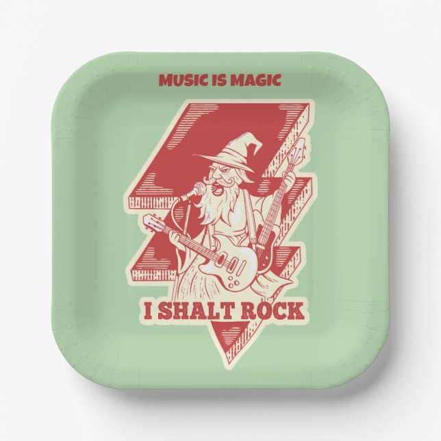 Wizard playing guitar paper plates (Front)