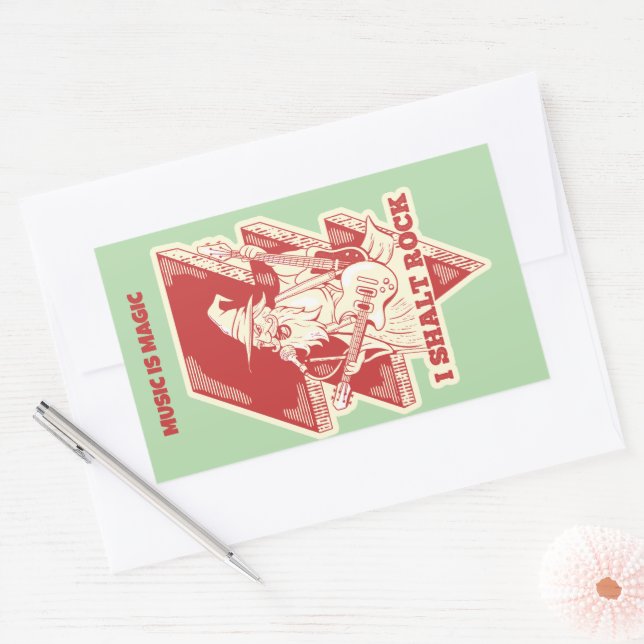 Wizard playing guitar rectangular sticker (Envelope)