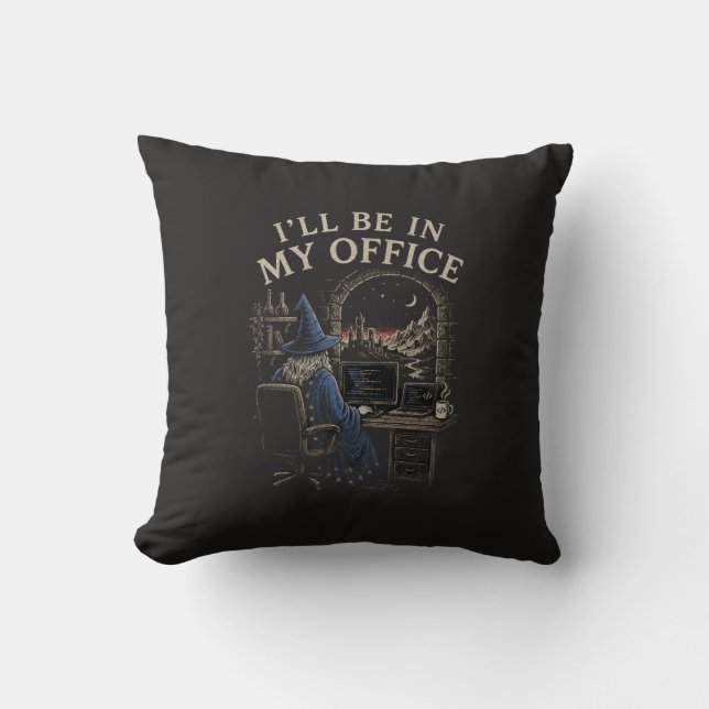 Wizard Programmer Coding Humor Throw Pillow (Front)