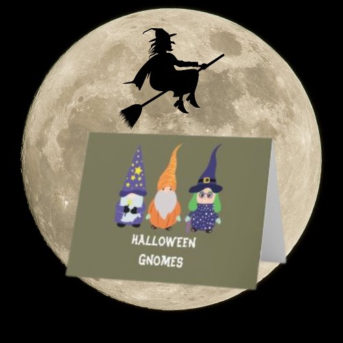 Wizard Pumpkin Witch Halloween Gnome Greeting Card