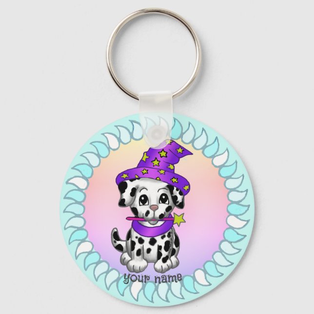 Wizard Puppy  dog keychain (Front)