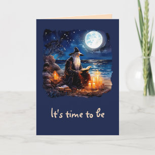 Wizard reading a Book - Wicca Halloween 1 Card