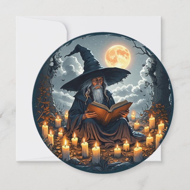 Wizard reading a Book - Wicca Halloween 2 (Front)