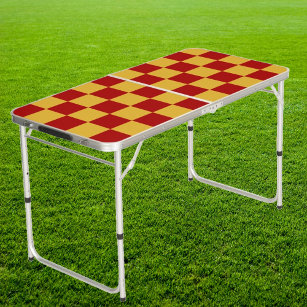 Wizard Red and Gold Checkered Tailgate Beer Pong Table