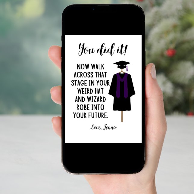 Wizard Robe and Hat Graduation Funny Custom Card (Front Digital)