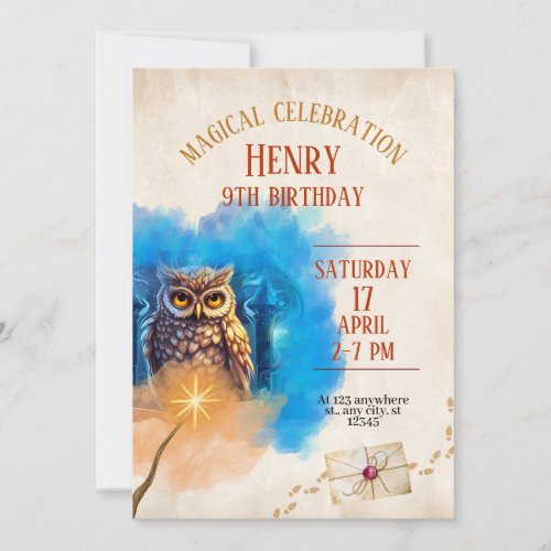 Wizard School Themed Birthday Party Invitation