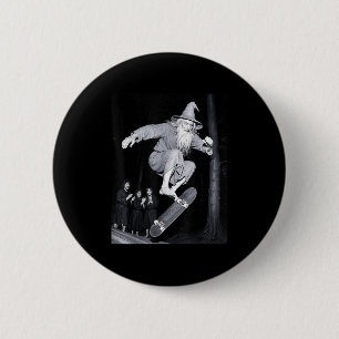 Wizard Skateboarding Funny Meme Skater Halloween G Button