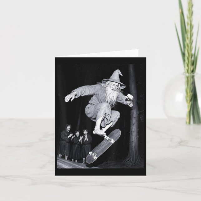 Wizard Skateboarding Funny Meme Skater Halloween G Card (Front)