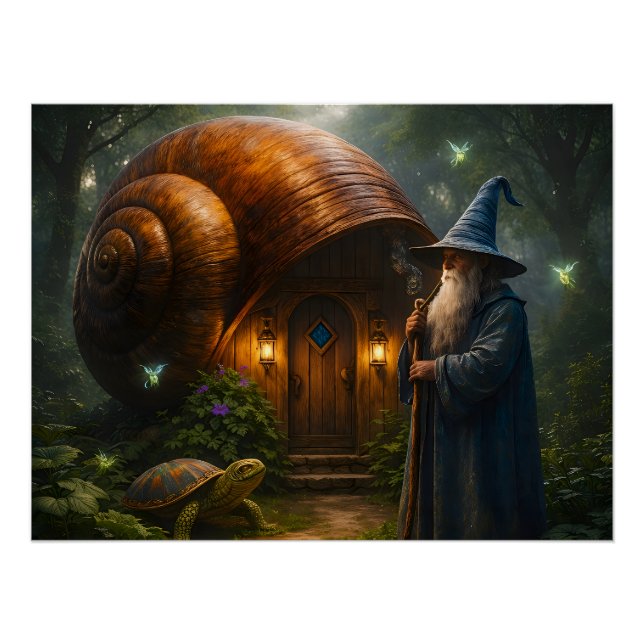 Wizard snail shell cottage semigloss landscape fan poster (Front)