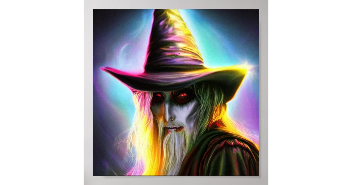 Wizard Spooky Red Eyes Ghost Creepy Poster Zazzle