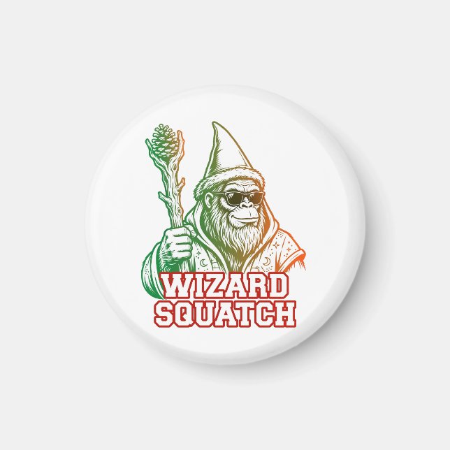 Wizard Squatch Funny Bigfoot Magnet (Front)
