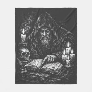 Wizard Studying the Grimoire — by BurnsInHell Fleece Blanket