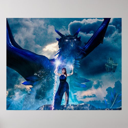 Wizard Summoning a Dragon Poster