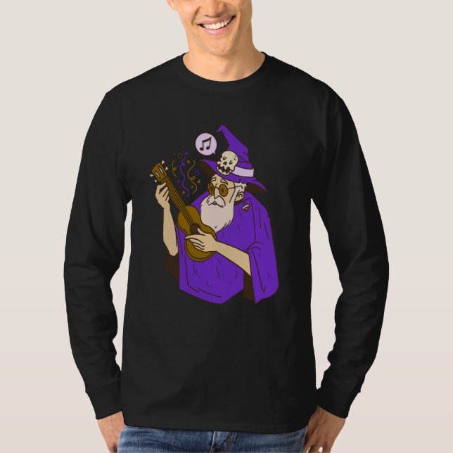 wizard ukulele witch music playing guitar T-Shirt (Front)