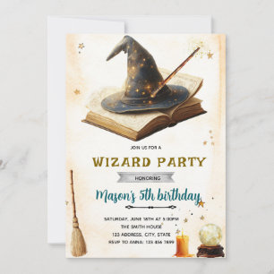 Wizard witch birthday party invitation