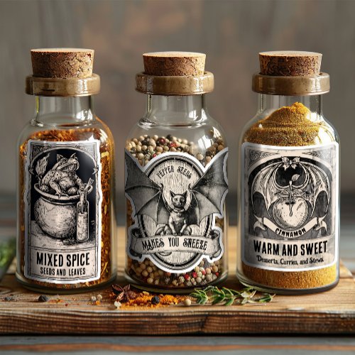 Wizard Witch Potion Bottle Halloween Spice Labels