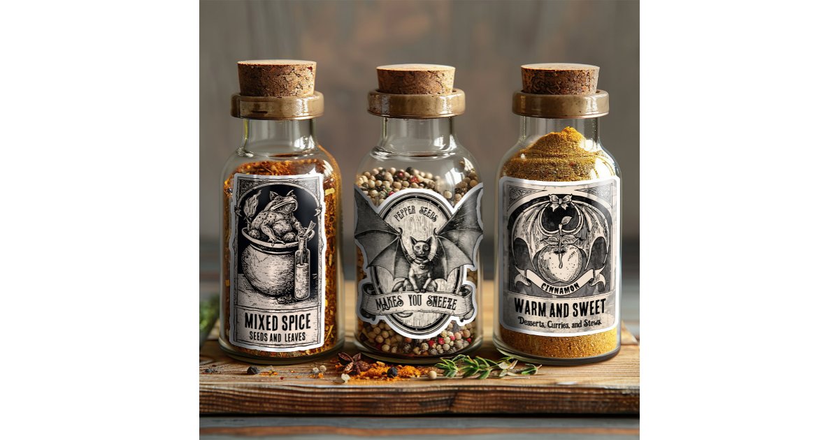Wizard Witch Potion Bottle Halloween Spice Labels | Zazzle