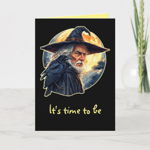 Wizard with a Raven - Halloween Fan Fun 2 Card