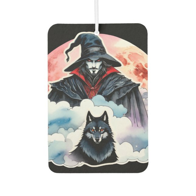 Wizard with a Wolf - Halloween Fan Fun 1 Air Freshener (Front)