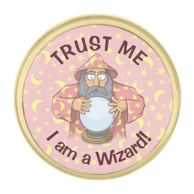 Wizard with Ball Gold Finish Lapel Pin (Front)