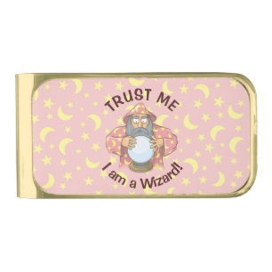 Wizard with Ball Gold Finish Money Clip