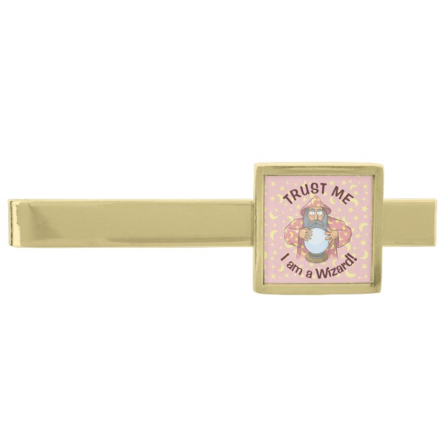 Wizard with Ball Gold Finish Tie Clip (Front)