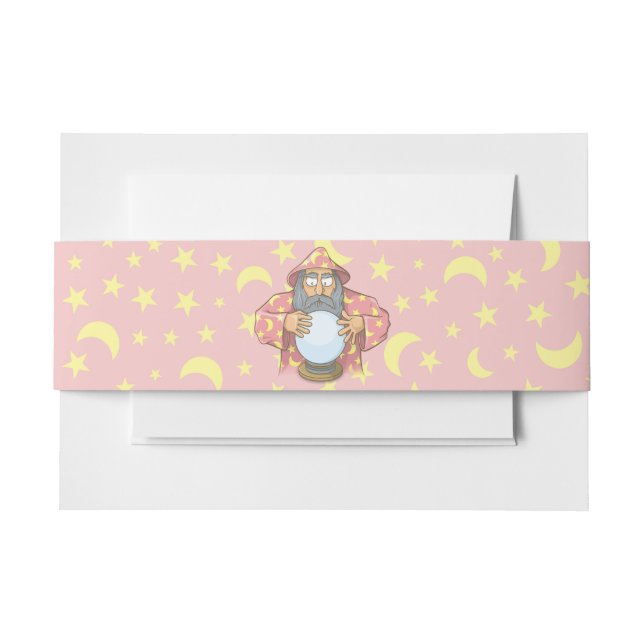 Wizard with Ball Old wizard with blue cape looking Invitation Belly Band (Front Example)