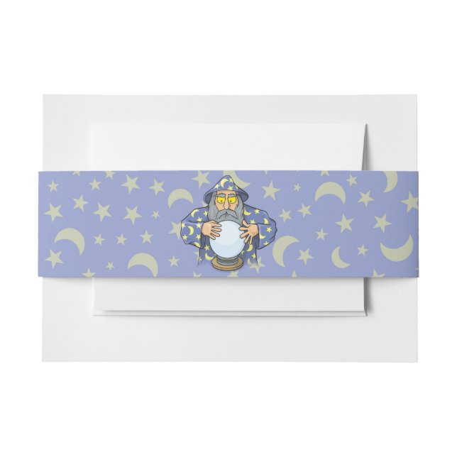 Wizard with Ball Old wizard with blue cape looking Invitation Belly Band (Front Example)