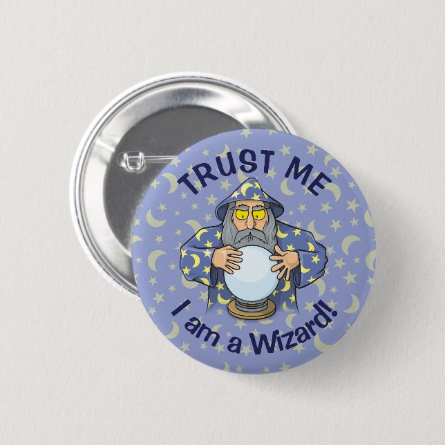 Wizard with Ball Pinback Button (Front & Back)