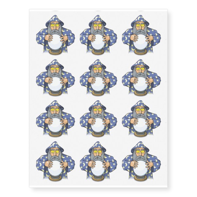 Wizard with Ball Temporary Tattoos (Front)