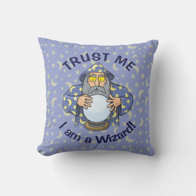 Wizard with Ball Throw Pillow (Front)