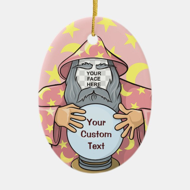 Wizard with your face ceramic ornament (Front)
