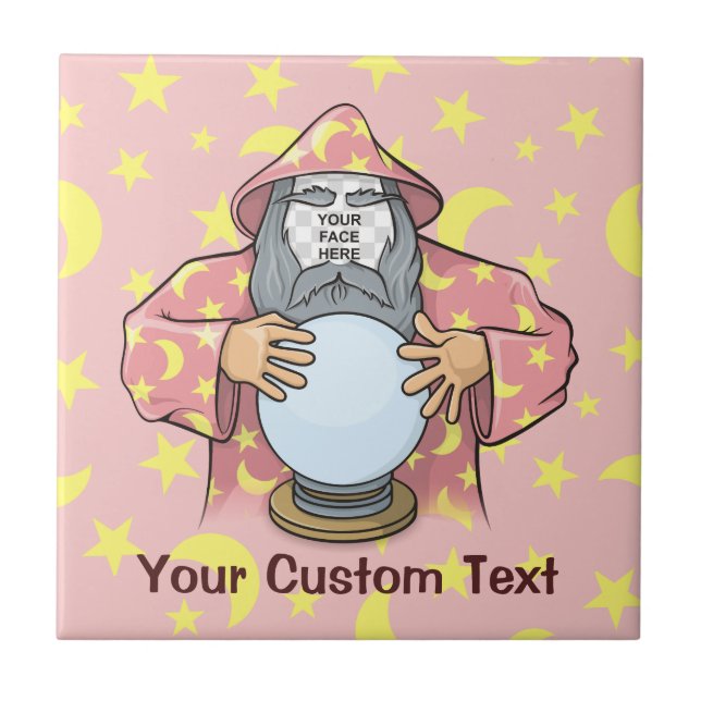 Wizard with your face ceramic tile (Front)
