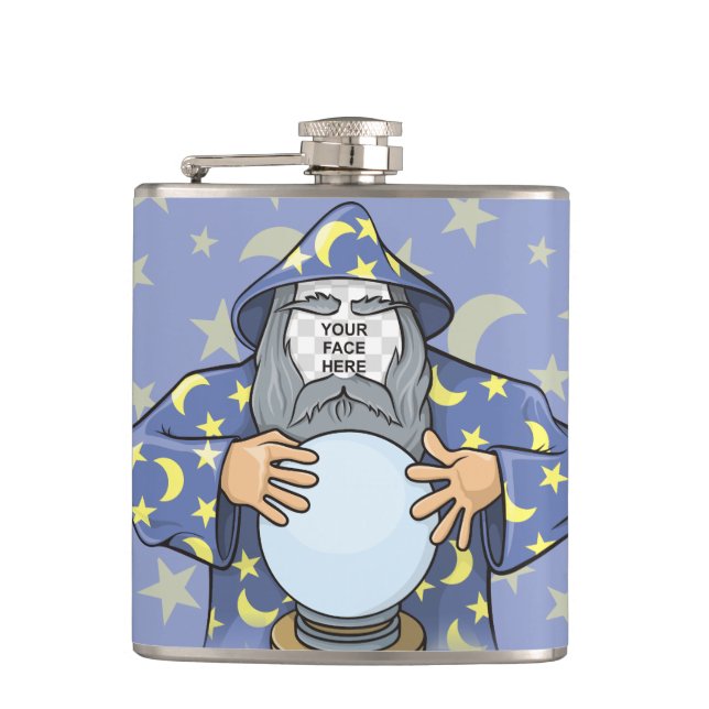 Wizard with your face hip flask (Front)