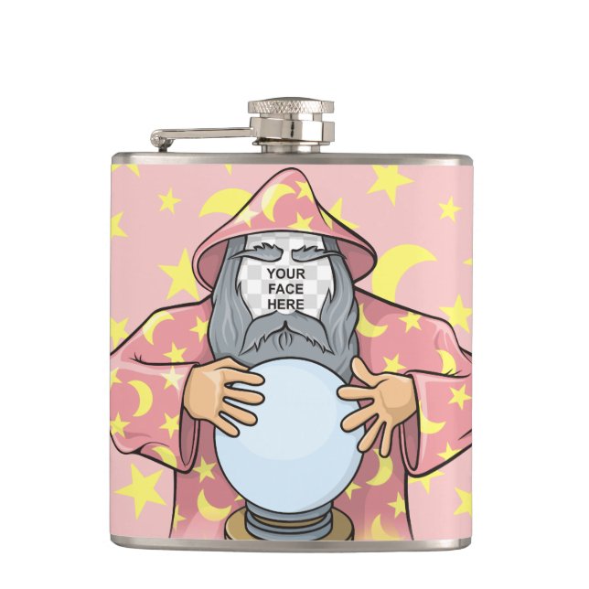 Wizard with your face hip flask (Front)