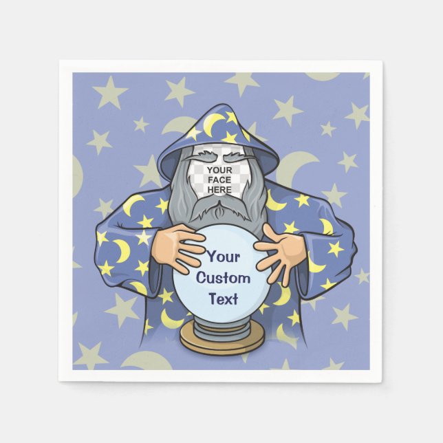 Wizard with your face paper napkins (Front)
