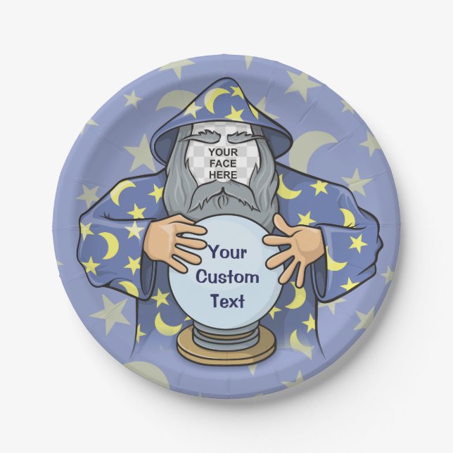 Wizard with your face paper plates (Front)