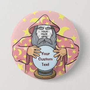 Wizard with your face pinback button